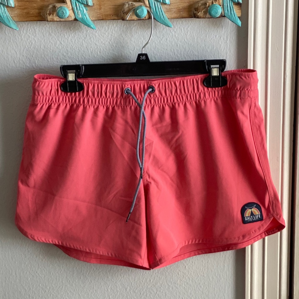 Salt Life Coral Pink Athletic Shorts with Drawstring